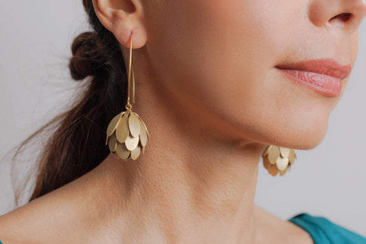 Aretes Colibrí en Flor Dorados